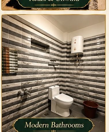 Modern bathroom with a clean tiled finish